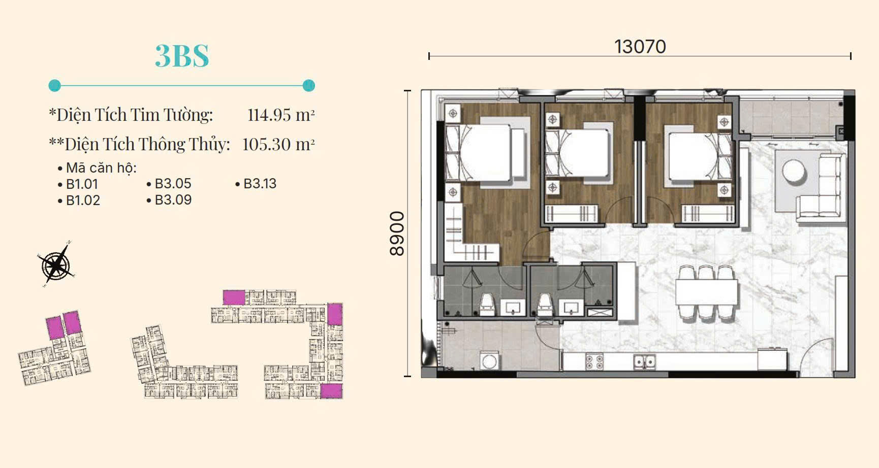 Mặt bằng 3PN Studio (3BS)