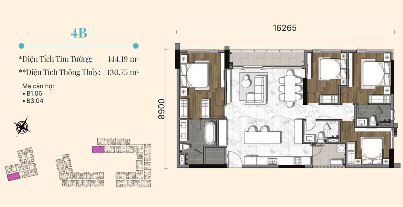 Mặt bằng 4PN Penthouse (4B)