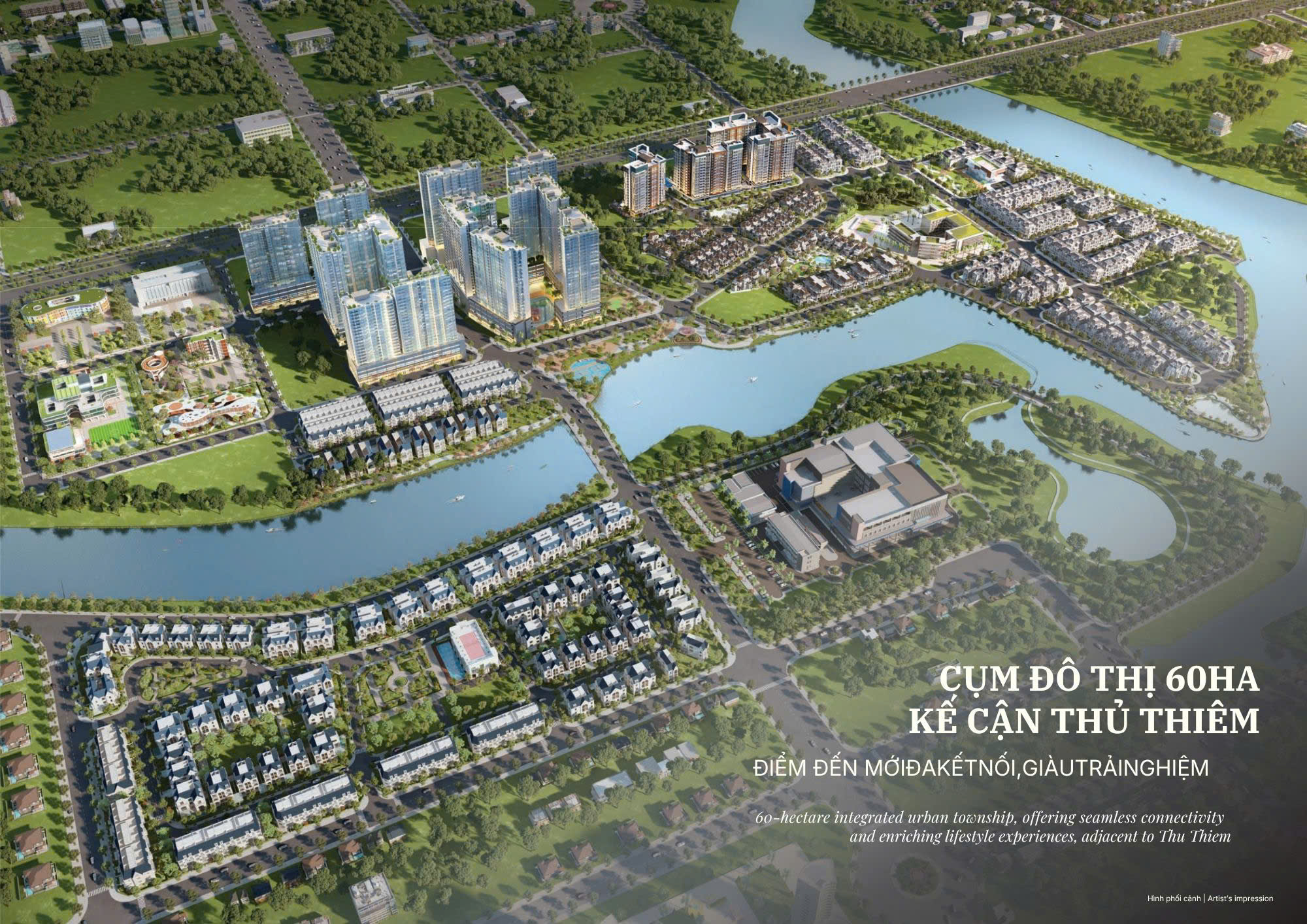 Phối cảnh tổng thể 60ha kế Thủ Thiêm