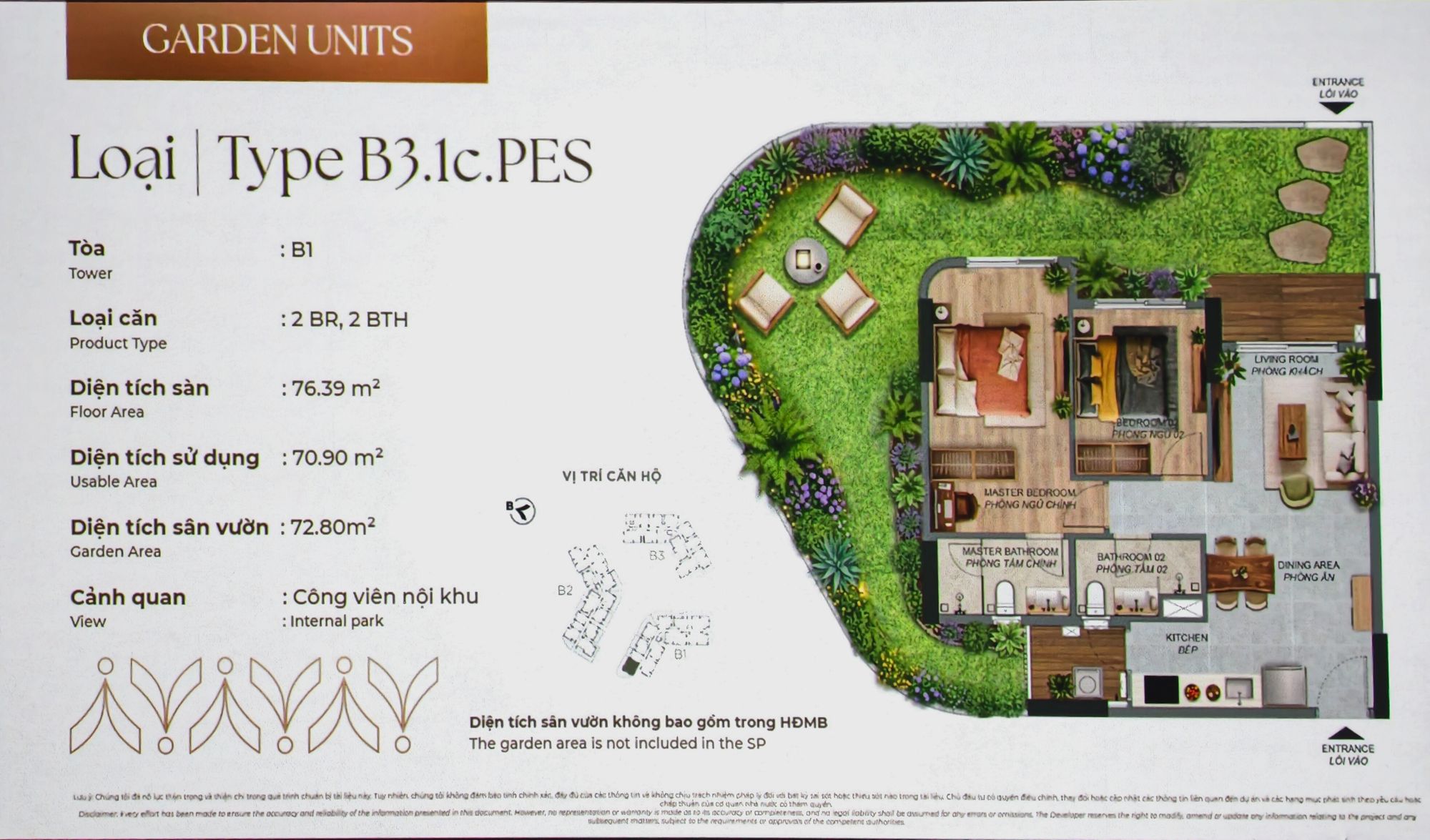 Căn hộ 2 phòng ngủ — Type B3.1c.PES