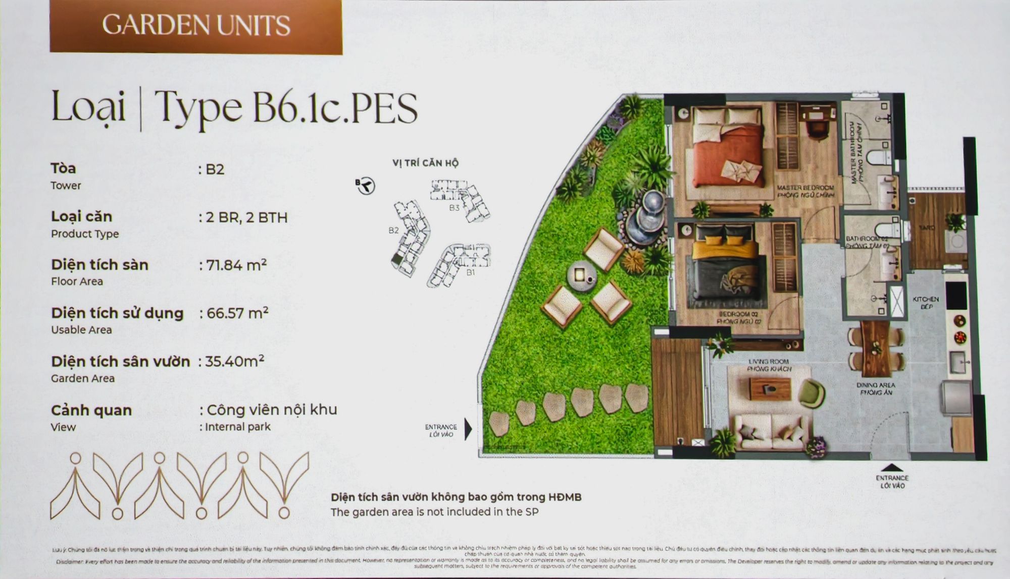 Căn hộ 2 phòng ngủ — Type B6.1c.PES