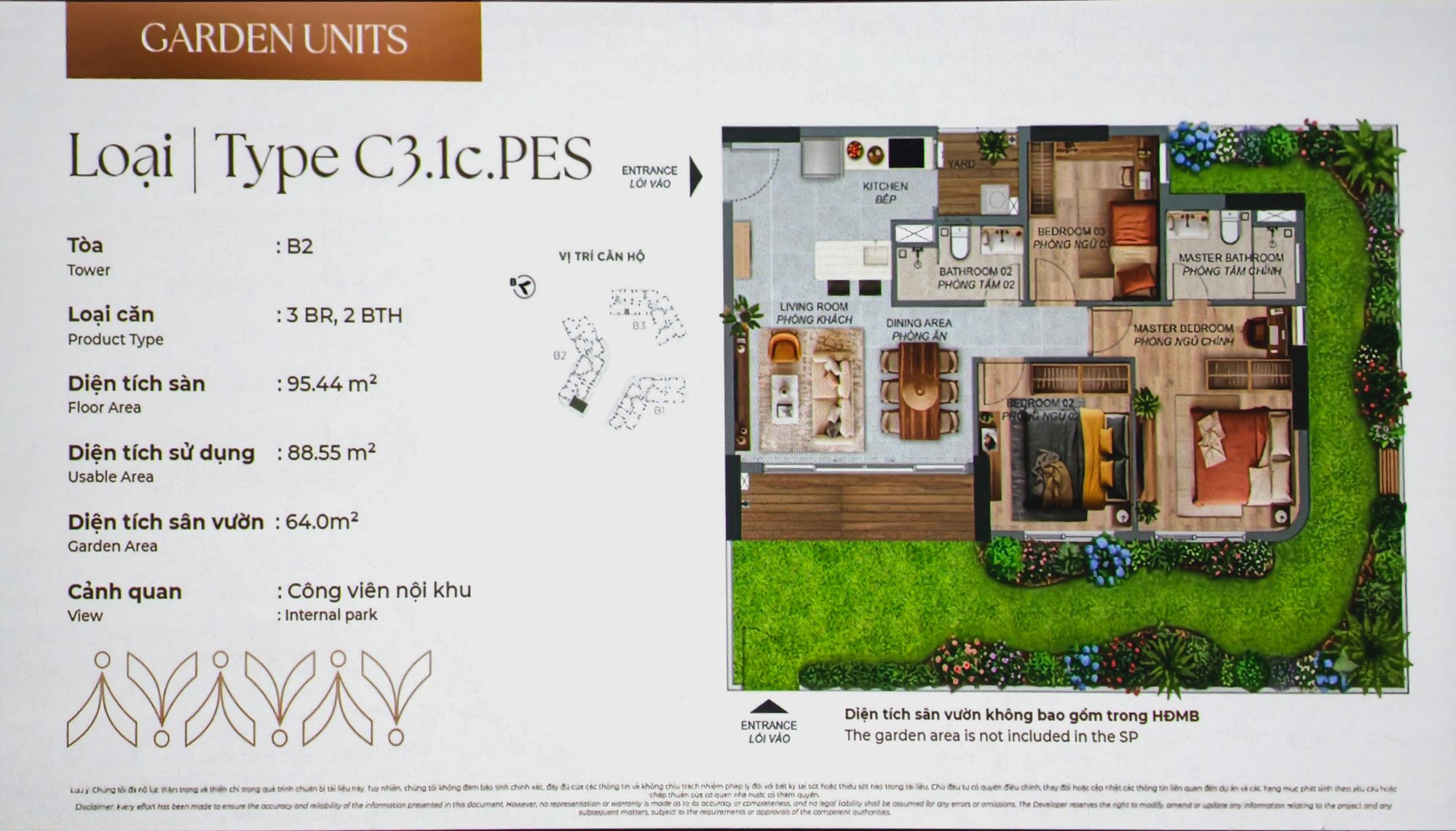 Căn hộ 3 phòng ngủ — Type C3.1c.PES